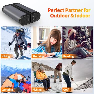 Електричні грілки для рук 2 шт. - USB, багаторазові, 3 режими нагріву, для дітей та жінок (сірі)