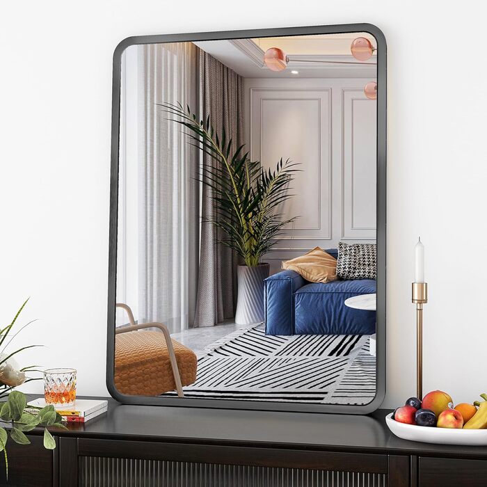 Дзеркало на стіну 60x90 см, чорне - для ванної кімнати, вітальні, спальні, прихожої