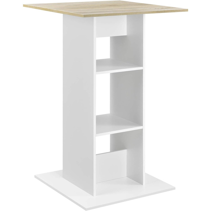 Барний стіл квадратний 110x70x70 см Стіл для бістро з 3 полицями Барний стіл Барна стійка Стіл (білий / дубовий вигляд)