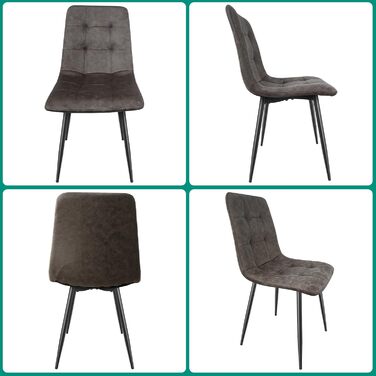 Набір обідніх стільців Techno, коричневі, з металевими ніжками, для кухні, вітальні, зони очікування (6 шт.)