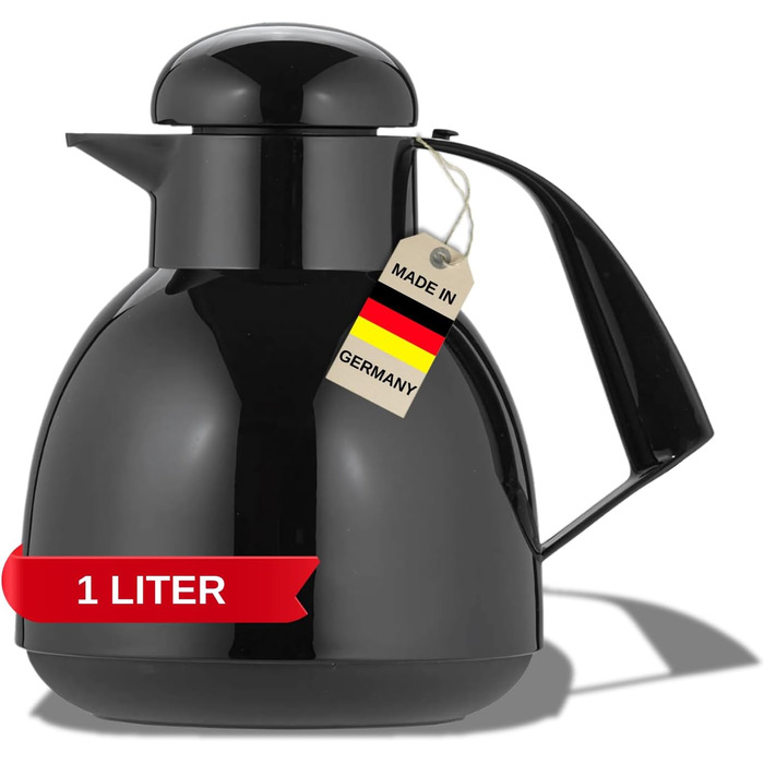 Термос Helios Day з нержавіючої сталі, 1,0 л, чорний (ізольований, з поворотним клапаном)