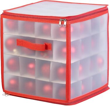 Набір 3 бокси для зберігання новорічних прикрас Infactory: для 64 ялинкових куль до 6 см, з ручками