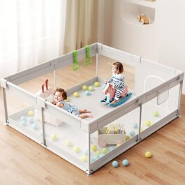Дитячий манеж Laufstall Baby 175x150 см - великий ігровий простір з безпечним мережевим дизайном, неслизьке дно, 2 кільця для іграшок