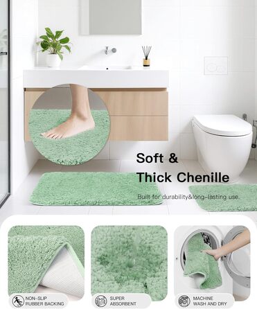 Набір аксесуарів для ванної кімнати IMAVO, 9 предметів: сміттєвий бак, дозатор мила, мильниця, тримач для зубних щіток, стакан для зубних щіток, тримач для унітазного йоржика, дозатор для ватних паличок (зелений, 26 предметів + шторка для душу з текстурою