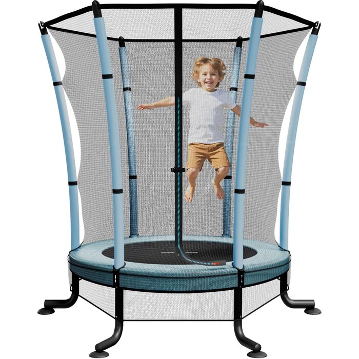 Батут дитячий JUMMICO з захисною сіткою Ø145 см, до 50 кг, блакитний - для дому та вулиці, від 3 років