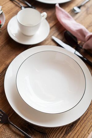 MÄSER Felise: Елегантний кавовий сервіз на 6 осіб, порцеляна, чорний кант