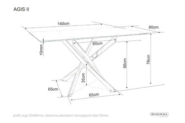 Стіл AGIS II 140*80 прозорий/хром