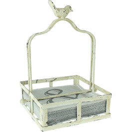 Підставка для серветок Птах Антикварний кремовий білий металевий ваговий важіль Потертий шик Кошик для серветок Паперові серветки Тримач для зберігання, 81006