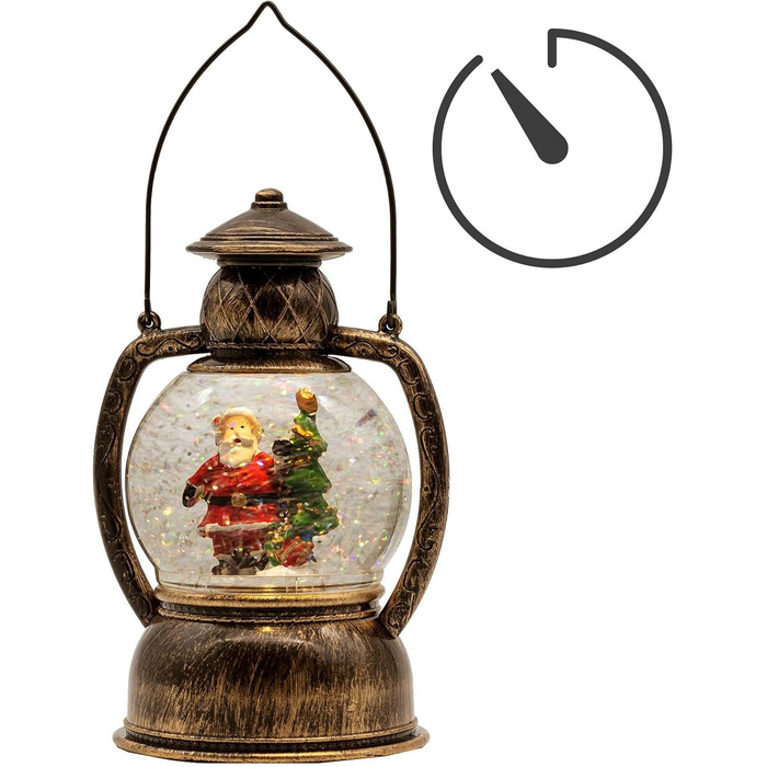 LED ліхтар Hellum у вигляді сніжної кулі на Новий рік, 14x20 см, з підсвіткою, на батарейках, для прикраси ялинки та дому