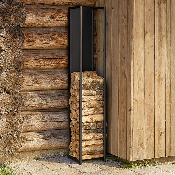 Стійка для дров Relaxdays з високою конструкцією та задньою панеллю