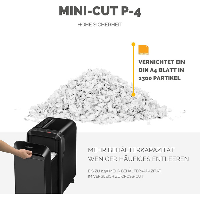 Fellowes знищувач паперу High Security (P5), офісний, Powershred LX221, Microcut, 30 л кошик, 100% без залишків, Safesense, 2000 частинок/арк (2x12 мм), 20 арк