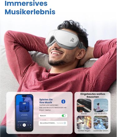 Масажер для очей Bob and Brad EyeOasis 2 з підігрівом, музикою та компресією, електричний. Зменшує темні кола та сухість очей. Маска для очей з пультом керування.