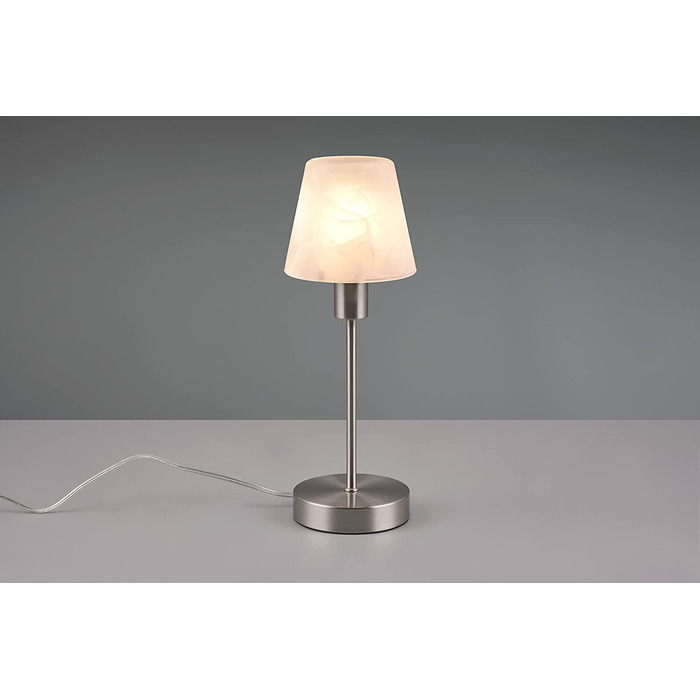 Настільна лампа Trio Leuchten Luis II, Нікель Матовий, з металу та скла, білий матовий, сенсорне керування On/Off, E14