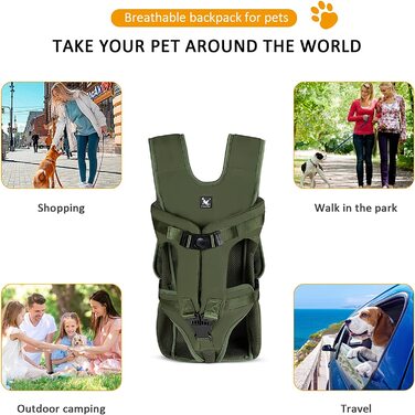 Легкий рюкзак для домашніх тварин ALLSOPETS, портативний для собак і кішок, зелений, для подорожей