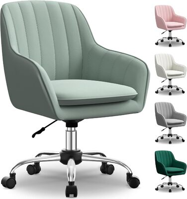 Крісло для робочого столу Daccormax, крісло для туалетного столика, обертове крісло до 150 кг, офісне крісло з регулюванням висоти, крісло для дому з м'якою оксамитовою оббивкою, комфортне для робочого кабінету, спальні, офісу, рожеве (темно-зелене)