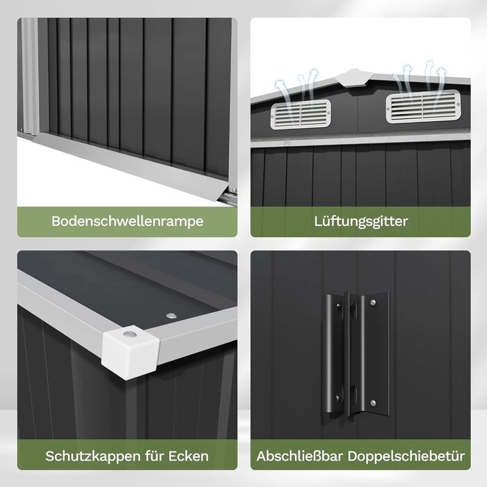 Сарай металевий Devoko 96x98x160 см з похилим дахом, антрацит. Садовий будиночок з дверима, рукавичками. Міцний, стійкий до іржі.