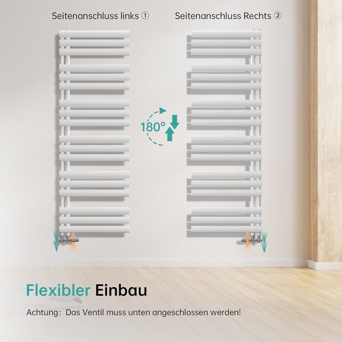 Електричний рушникосушар EMKE Oval, 1120x400 мм, білий, 408 Вт