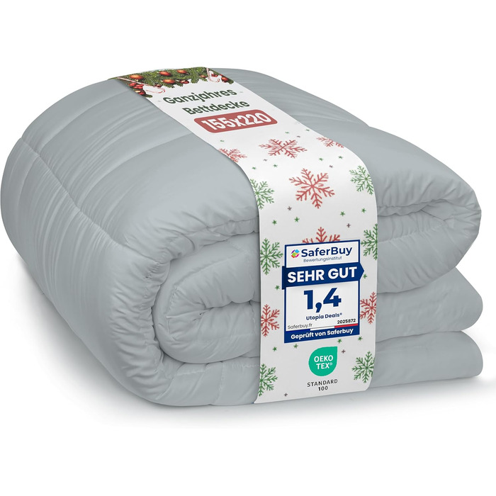 Ковдра Utopia Bedding для 2 осіб, 155x220 см, білий колір, мікрофібра, 4 сезони