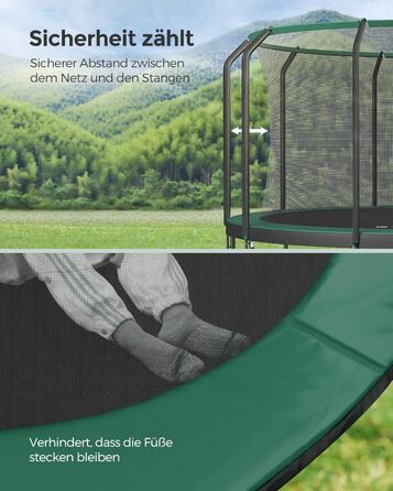 Батут SONGMICS вуличний Ø427 см з захисною сіткою та драбиною, чорно-зелений
