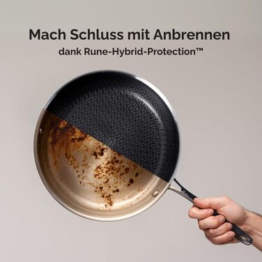 Німецька сковорода NYORD з нержавіючої сталі - антипригарна, з керамічним покриттям, для індукції, газу та кераміки, з кришкою, 24 см