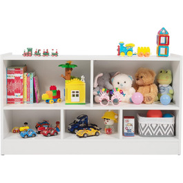 Дерев'яна дитяча полиця DREAMADE, книжкова шафа для зберігання іграшок для дітей, полиця для іграшок для дитячої кімнати, ігрової кімнати та дитячої, 111 x 30 x 61,5 см (біла)