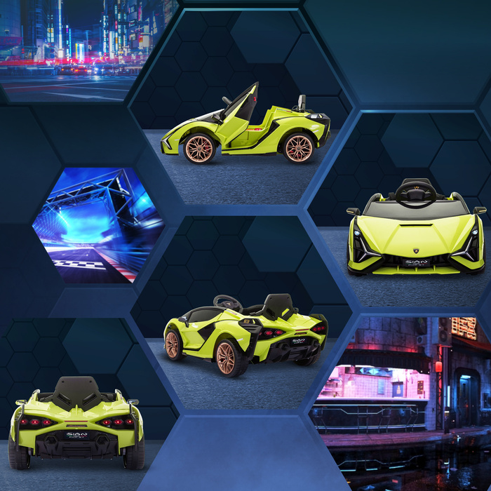 Дитячий електромобіль HOMCOM Lamborghini, 3-5 км/год, з дистанційним керуванням, для дітей 3-5 років, колір: зелений