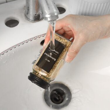 Набір контейнерів для спецій на 30 штук з мірками та вологостійкими етикетками, 120 мл, чорний, з кришками