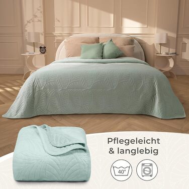 Преміум ковдра-плед Gräfenstayn для ліжка та дивана, 240x260 см, м'ятний колір. Намистове стегання, сатин, м'яка, не мнеться, легка у догляді