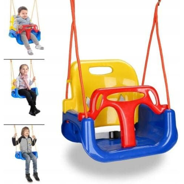 Дитяча гойдалка COIL 3-в-1 для дому та вулиці, регульована спинка, блакитна