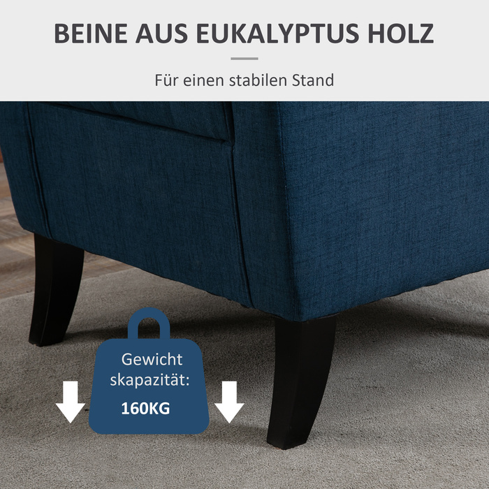 Елегантне крісло-відпочивальник з товстим шаром оббивки, знімний чохол, розміри 74 x 86 x 102 см, блакитне