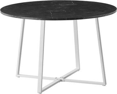Столовий стіл DUBI Möbel NOA, круглий 110x110 см, для кухні та їдальні, індустріальний стиль, бетонний вигляд, 11216-US-BETO (Marmor-weiß)