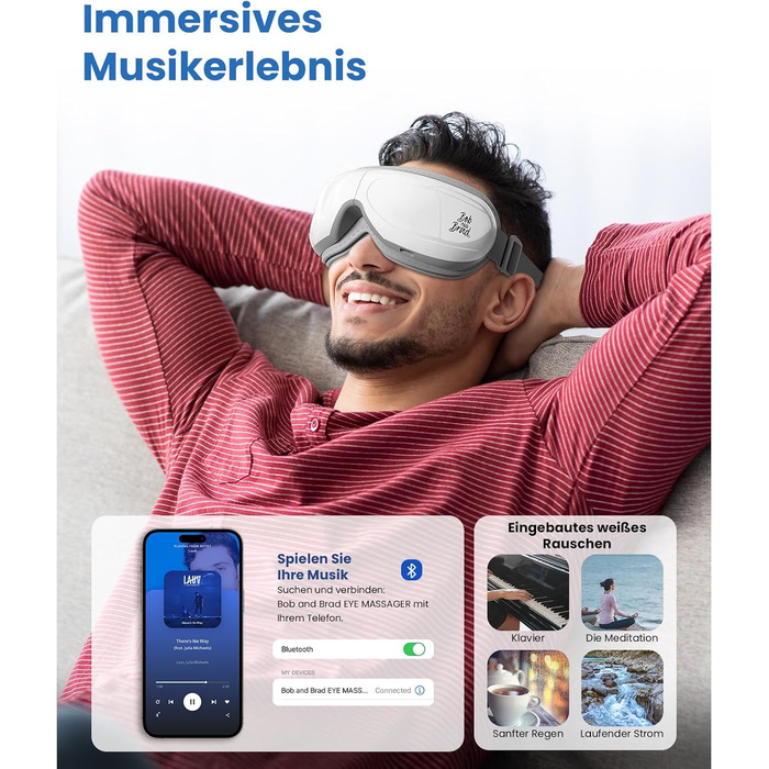 Масажер для очей Bob and Brad EyeOasis 2 з підігрівом, музикою та компресією, електричний. Зменшує темні кола та сухість очей. Маска для очей з пультом керування.