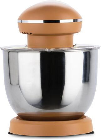Міксер Prixton KR250 для випічки, 1500 Вт, 10 швидкостей, чаша 5 л з нержавіючої сталі, 3 насадки, прозорий ковпак (Оранжевий)
