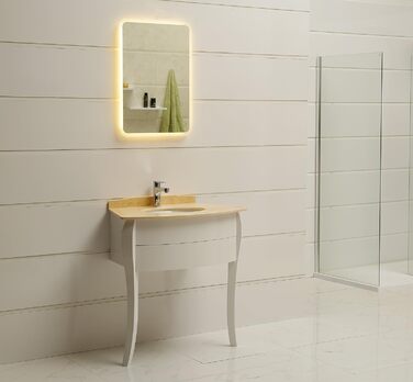 Дзеркало для ванної кімнати Dr. Fleischmann GS084N з LED-підсвічуванням (80x60 см, круглі кути, тепле біле світло)