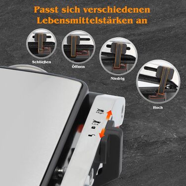 Контактний гриль Aigostar з керамічним покриттям, таймер на 30 хв. Паніні гриль та сендвічмейкер для сендвічів, стейків, тостів. 2000 Вт, регульований термостат, відкривання 180°, функція грилю