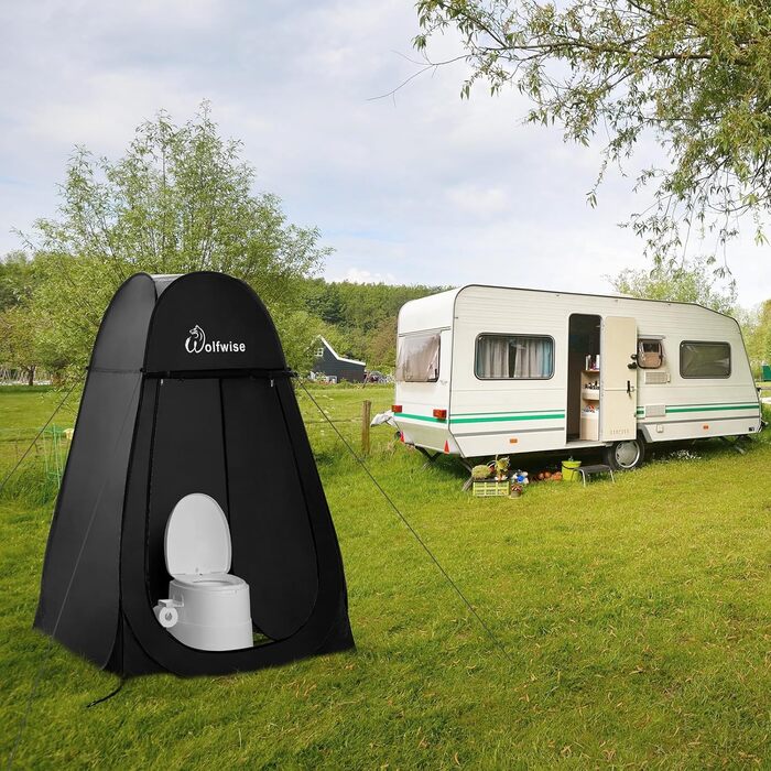 Намет для душу WolfWise Pop-Up – для кемпінгу, пляжу, відпочинку на природі, 190 см, чорний/зелений/синій