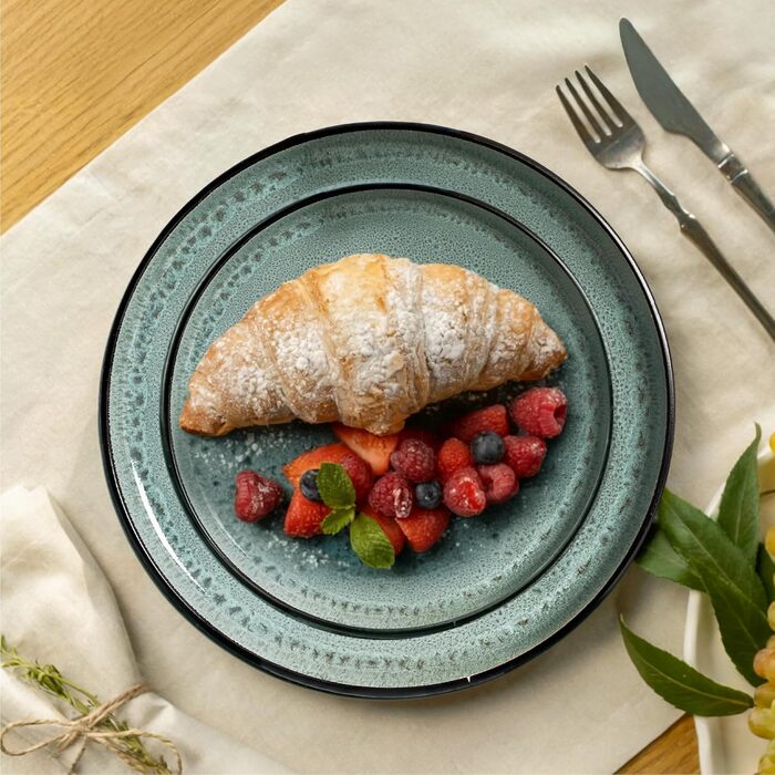 Набір посуду Twinzee Steingut 24 елементи для 6 осіб: тарілки та миски - серія Riviera (Sage, маленькі тарілки (x6))