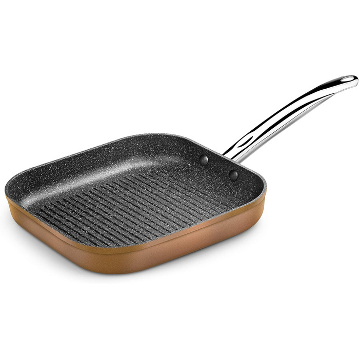 Мідний гриль MONIX з смужками 28 x 28 см, алюмінієва решітка з смужками, кована