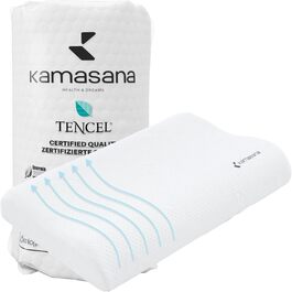 Подушка для підтримки шиї KAMASANA Wave Tencel з піни з ефектом пам'яті 40x80 - ергономічна для тих, хто спить на боці