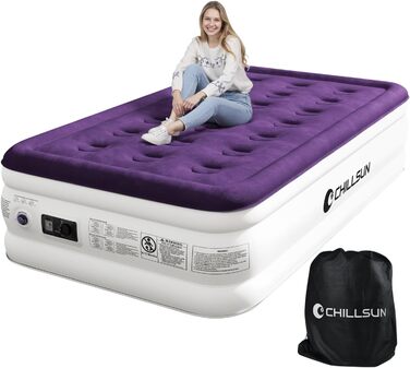 Надувна матрац ChillSun для 1 особи з вбудованим насосом 190x100x40 см - самонадувна кемпінгова матрац для дому, гостей та подорожей