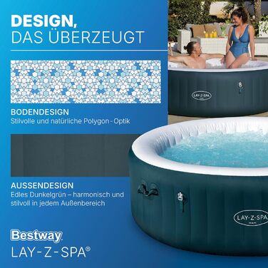 Надувний спа-басейн гідромасажний Bestway Lay-Z-SPA LED-Whirlpool для 6 осіб, 196 x 66 см, темно-зелений