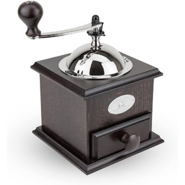 Кавомолка Peugeot Nostalgie - ручна, з регульованим сталевим жорном, 21 см, з воронкою, з бука, шоколадного кольору