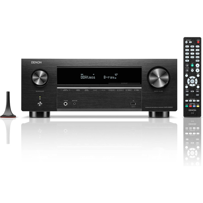 Denon AVC-X3800H 9.4-канальний AV-ресивер, підсилювач з Auro-3D, Dolby Atmos, DTS:X, 6-дюймовий 8K входи та 3 виходи, Bluetooth, AirPlay 2, HEOS Multiroom, Alexa Compatible, чорний