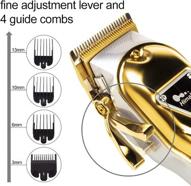 Набір професійних машинок для стрижки волосся та бороди Himaly 4-в-1, акумуляторний, для чоловіків та сім'ї (золотистий)