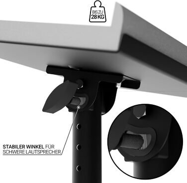 Стійка для акустики Sprenger з кріпленням для столу – регулювання ±20°, до 28кг – з демпфером з піни – стабільна та міцна – для студії, столу та DJ-setup – чорний колір
