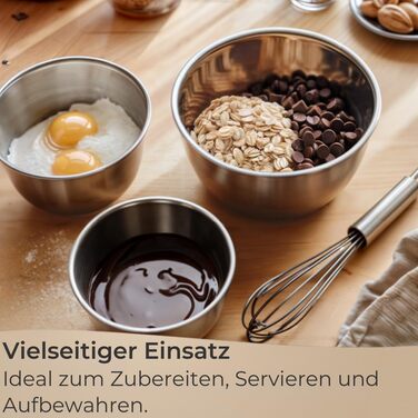 Набір мисок для змішування з нержавіючої сталі (6 шт.) з кришками, 1, 2, 4,5л, шкала, для зберігання, придатні для миття в посудомийній машині