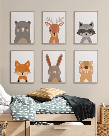 Набір з 6 постерів для дитячої кімнати Hambient: декор для хлопчика та дівчинки, принти для дитячої, декоративні картинки
