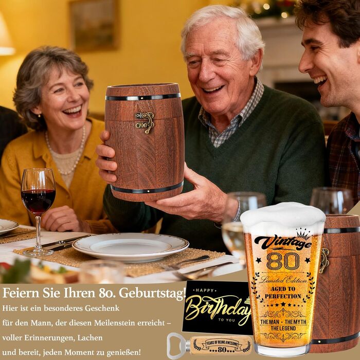 Персоналізований пивний келих з гравіюванням для чоловіка, 1966 рік народження, в дерев'яній подарунковій коробці 470 мл. Подарунок на 60 років, День народження, Валентин День.