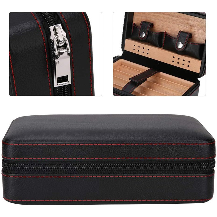 Ручний виготовлений цигарковий вологомір, портативний шкіряний кедр, набір для цигарок для подорожей, кедрове цигаркове футляру для 4 цигарок, аксесуари для цигарок