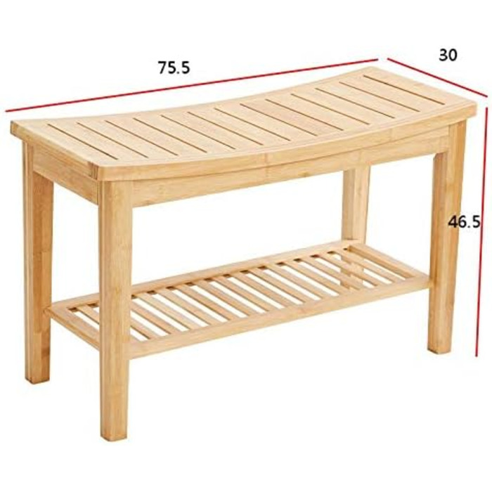Міцна лавка для ванної кімнати з бамбука - стійка дерев'яна лавка для ванної - практичний табурет/стілець для ванної - Decopatent